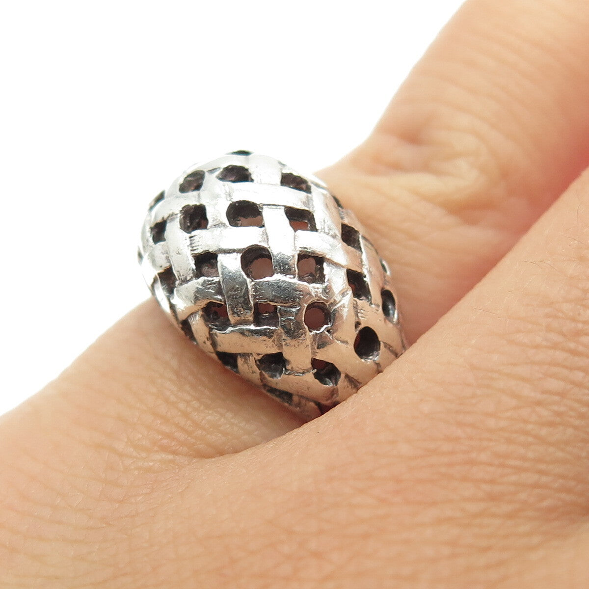 925 Sterling Silver Vintage Braided Dome Ring Size 5.25
