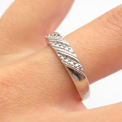 S925 Sterling Silver DBJ Striped Dotted Band Ring Size 8.75