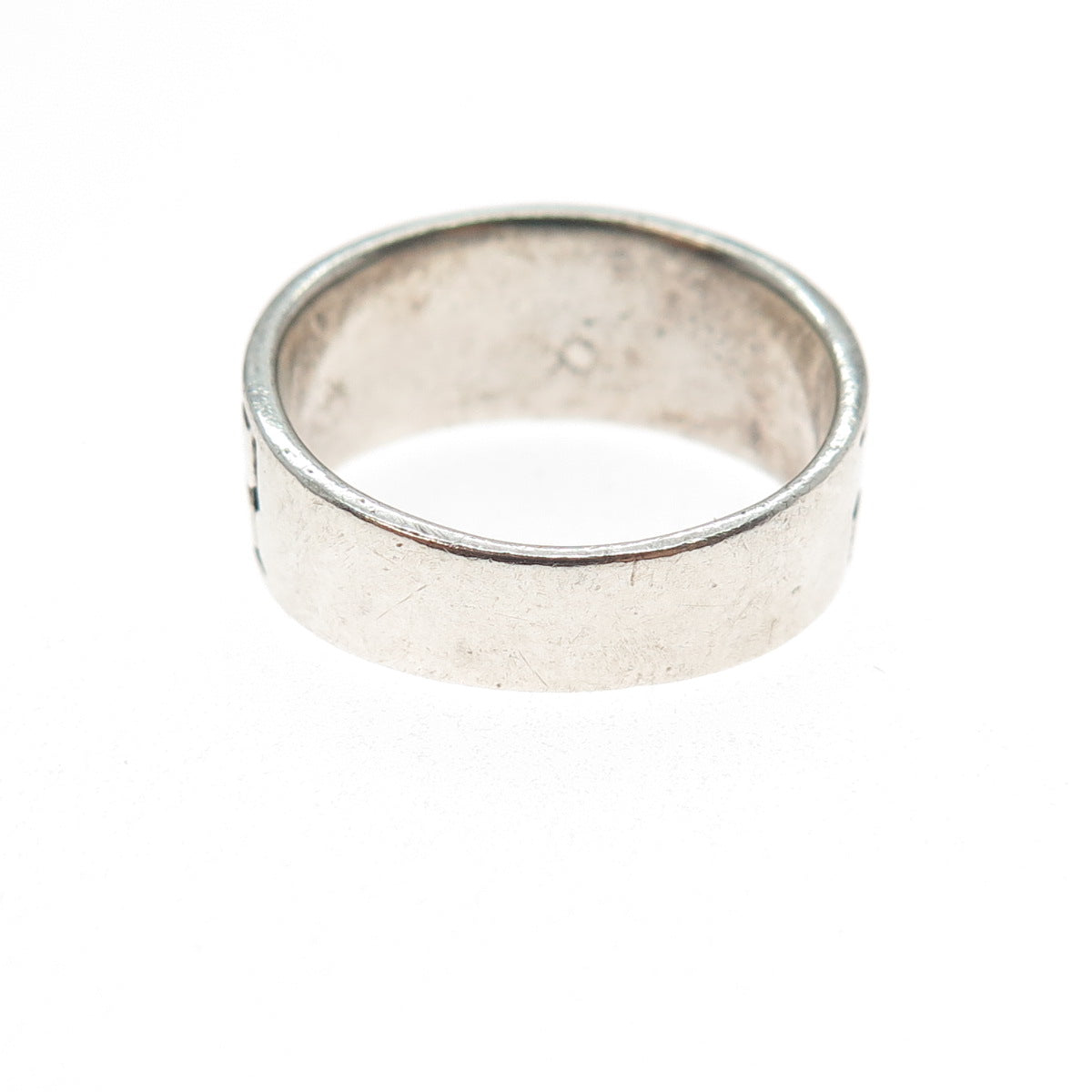 925 Sterling Silver Vintage Modernist Shield Oxidized Ring Size 8