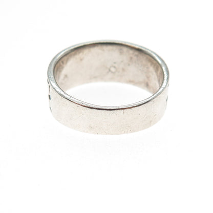 925 Sterling Silver Vintage Modernist Shield Oxidized Ring Size 8