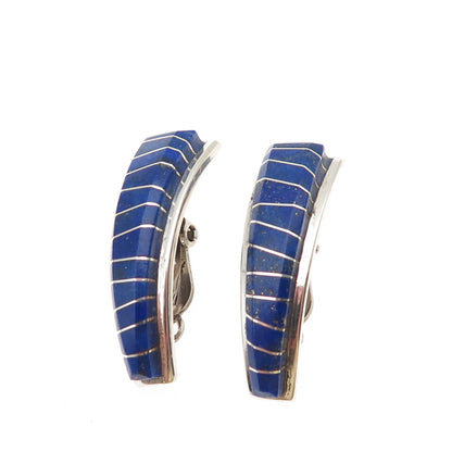 Daren Tsalate Zuni Old Pawn 925 Sterling Silver Vintage Lapis Clip On Earrings