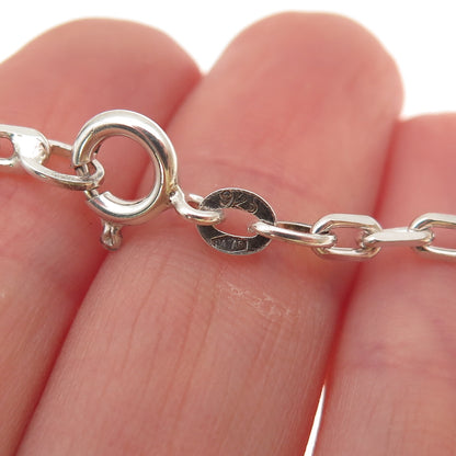 925 Sterling Silver Vintage Italy Enamel Anchor Mariner Cable Chain Necklace 30"