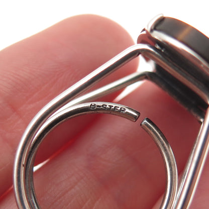 Beau Sterling Silver Vintage Real Tiger Eye Modernist Adjustable Ring Size 7.75