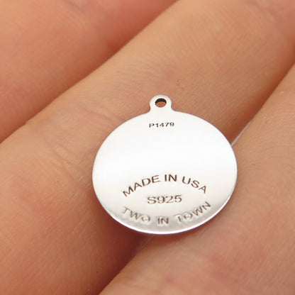 925 Sterling Silver USA Two In Town Sheep Charm Pendant