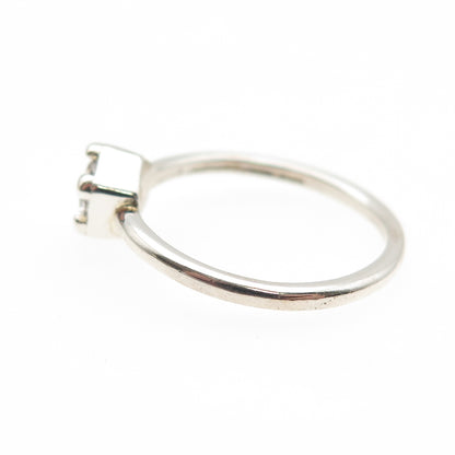 925 Sterling Silver Vintage Round-Cut C Z Engagement Ring Size 6.75