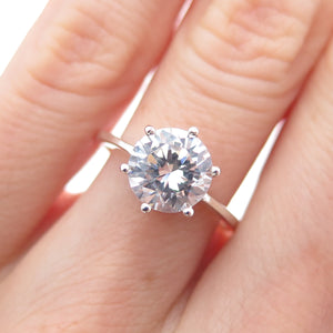 925 Sterling Silver Round-Cut C Z Engagement Ring Size 6