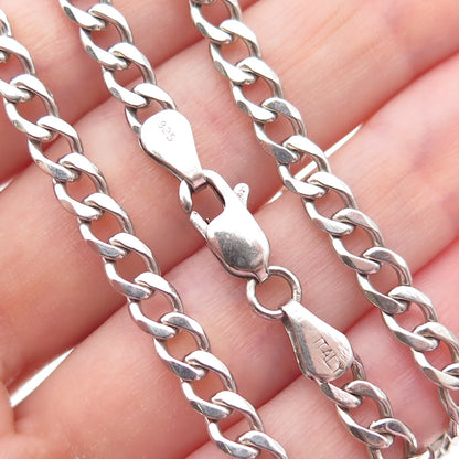 925 Sterling Silver Vintage Italy Curb Chain Necklace 20"