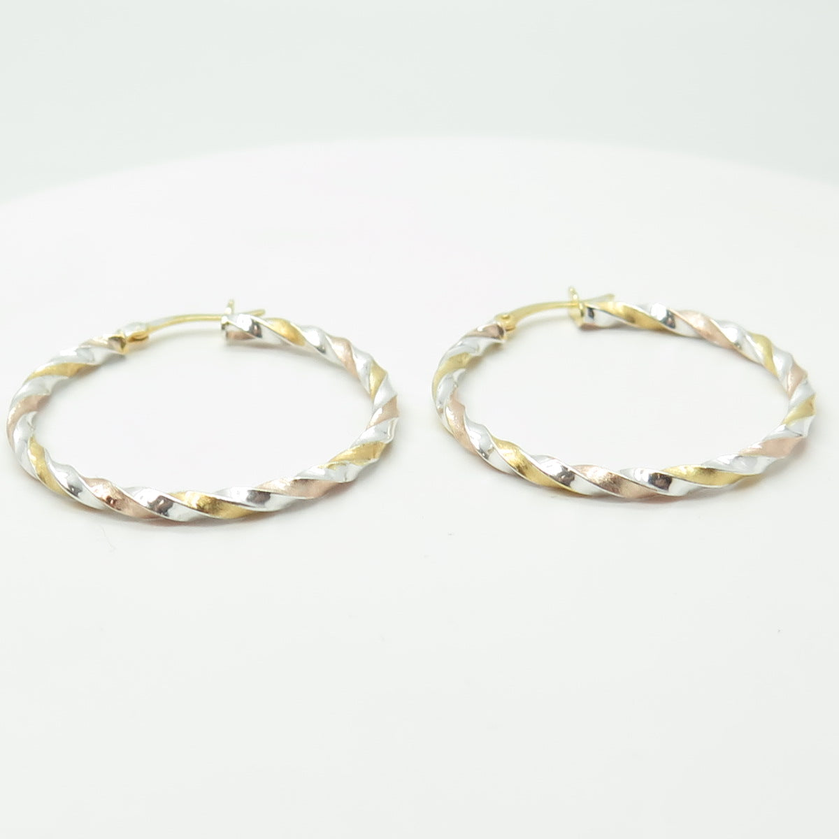 HAN 925 Sterling Silver 2-Tone Twisted Hoop Earrings