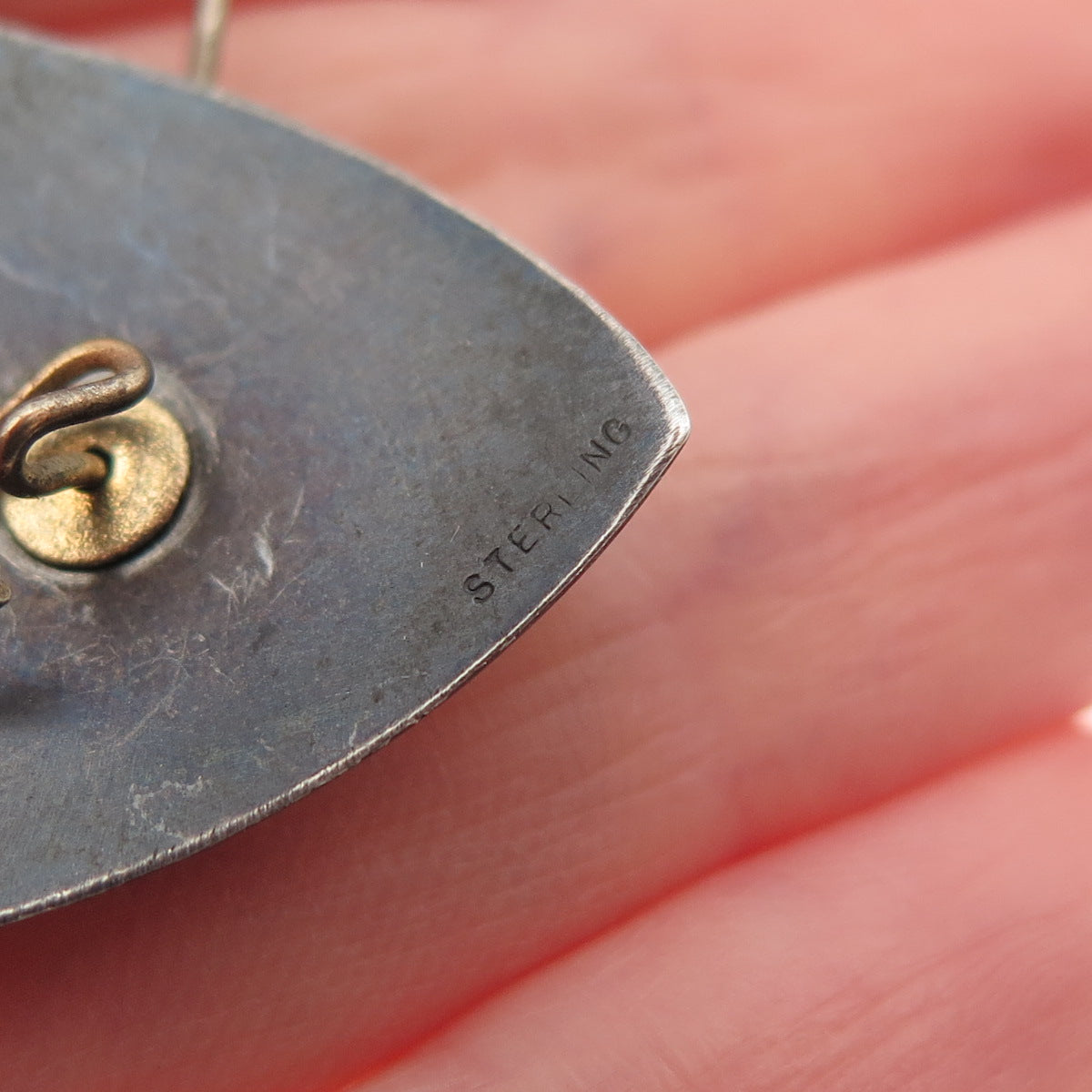 Keith Lewis Sterling Silver 2-Tone Vintage Real Red Garnet Modernist Earrings