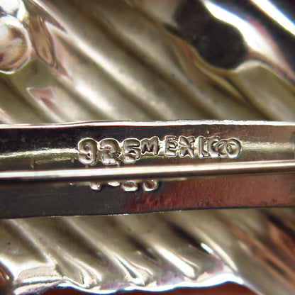 925 Sterling Silver Vintage Mexico Modernist Ribbed Pin Brooch