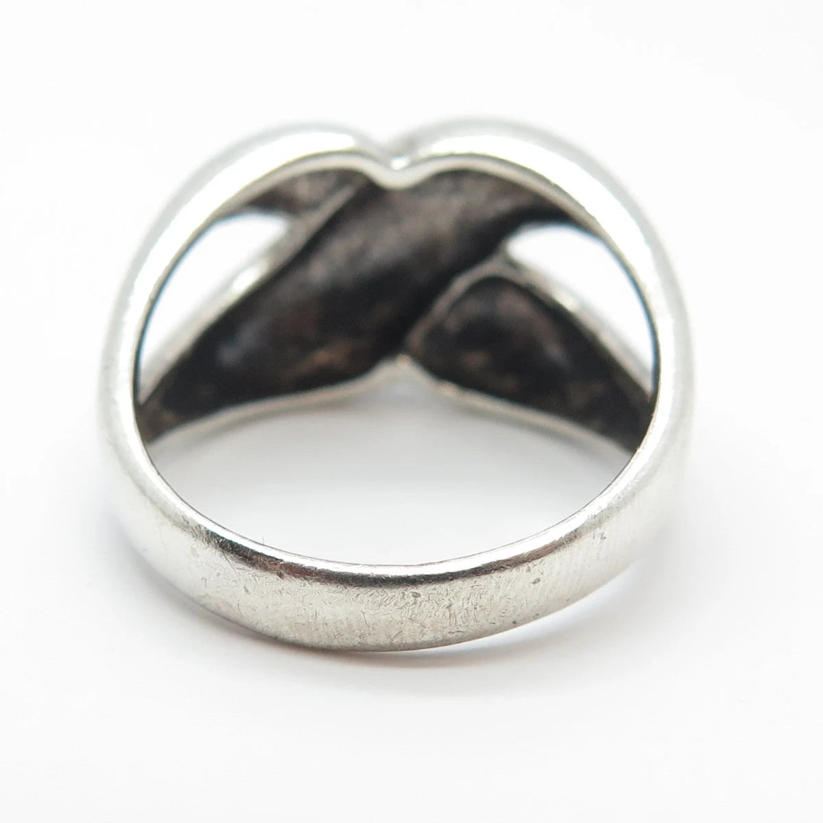 925 Sterling Silver Vintage Crossover Ring Size 8.25