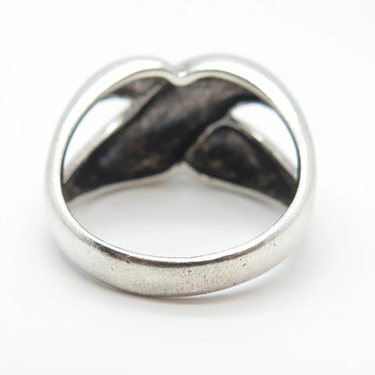 925 Sterling Silver Vintage Crossover Ring Size 8.25
