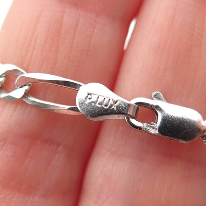 P. LUX 925 Sterling Silver Italy Figaro Chain Necklace 22"