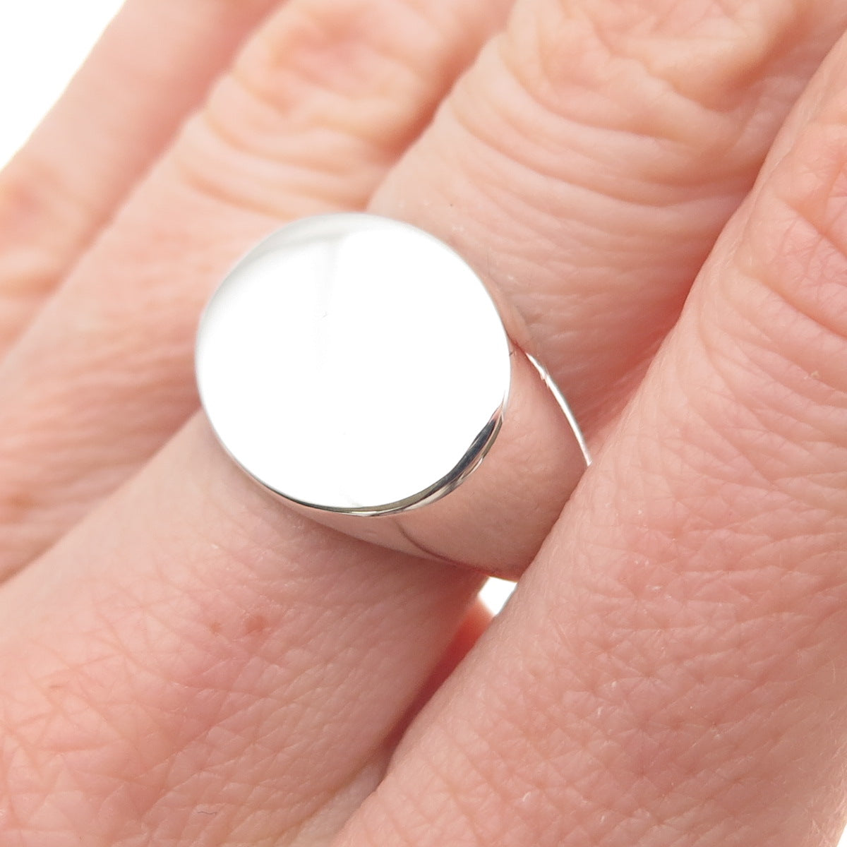 Avon 925 Sterling Silver Vintage Modernist Signet Ring Size 7