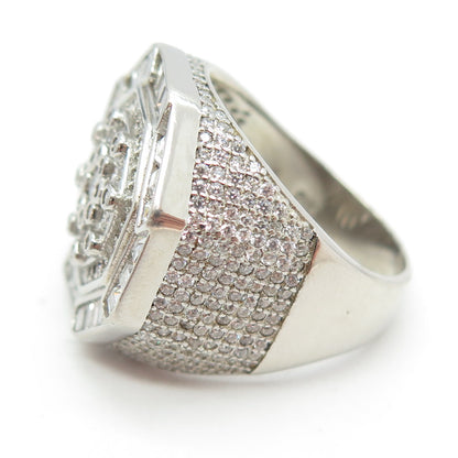 925 Sterling Silver Pave Multi-C Z Domed Ring Size 9.25