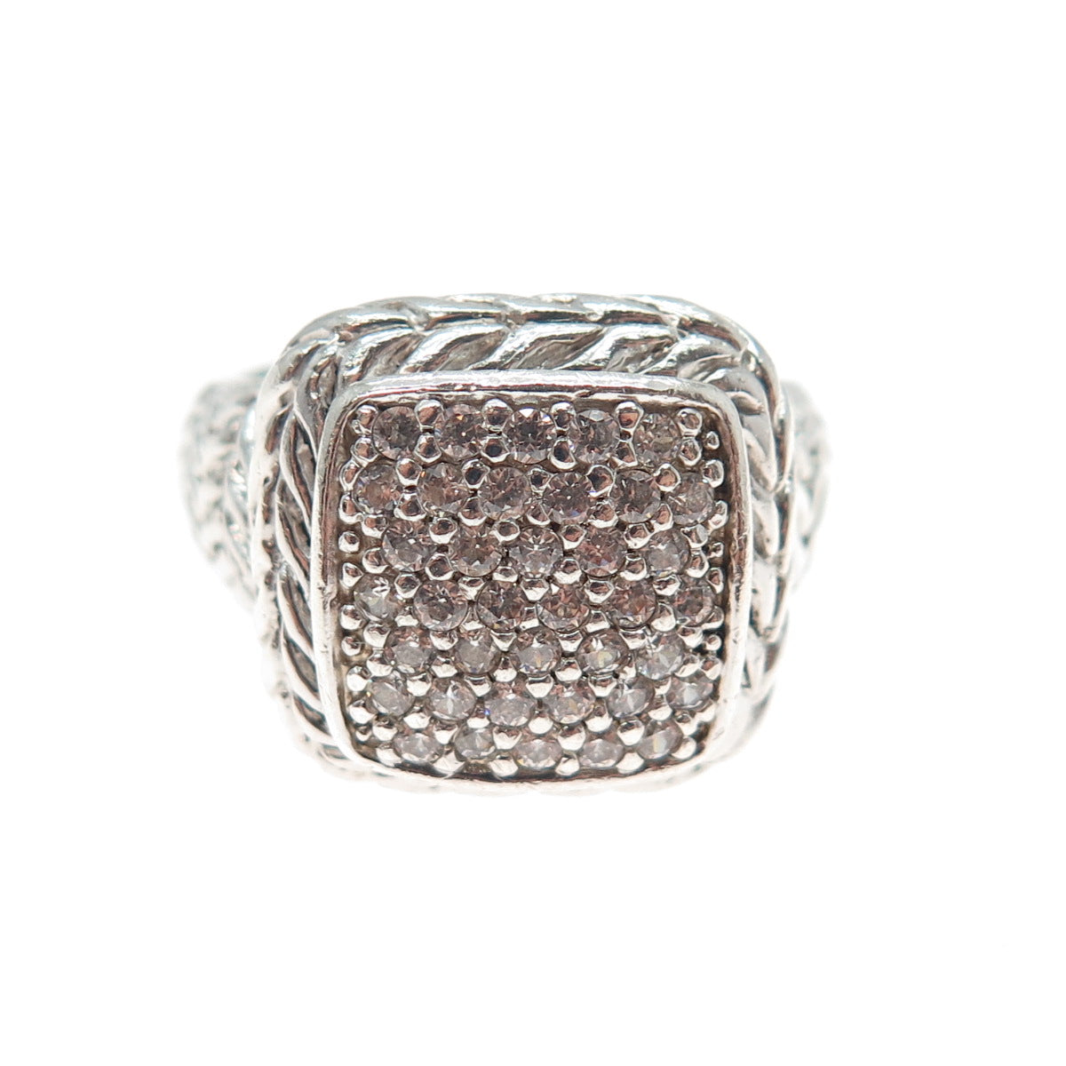 925 Sterling Silver Round-Cut C Z Sparkle Ring Size 9.25