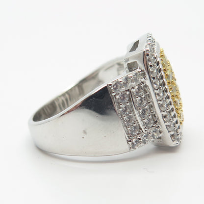 925 Sterling Silver Yellow & White C Z Ring Size 7