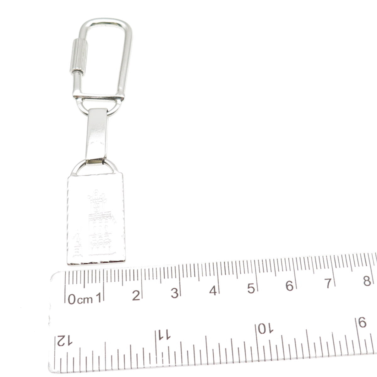 800 Silver Vintage Italy Engraved Chapel Key Fob Ring Holder
