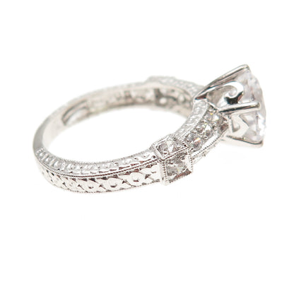 925 Sterling Silver Round-Cut C Z Engagement Ring Size 8