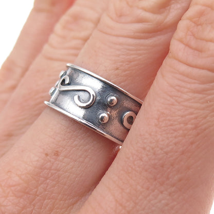Godfrey Carter 925 Sterling Silver Vintage Swirl Oxidized Band Ring Size 7.75