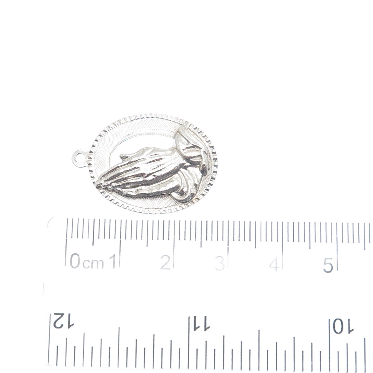 925 Sterling Silver Vintage M&M Prayer Hands Religious Charm Pendant