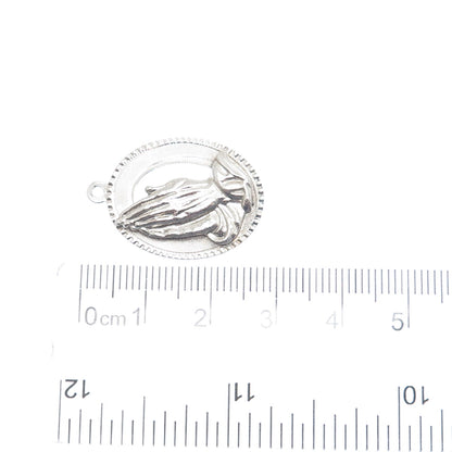 925 Sterling Silver Vintage M&M Prayer Hands Religious Charm Pendant