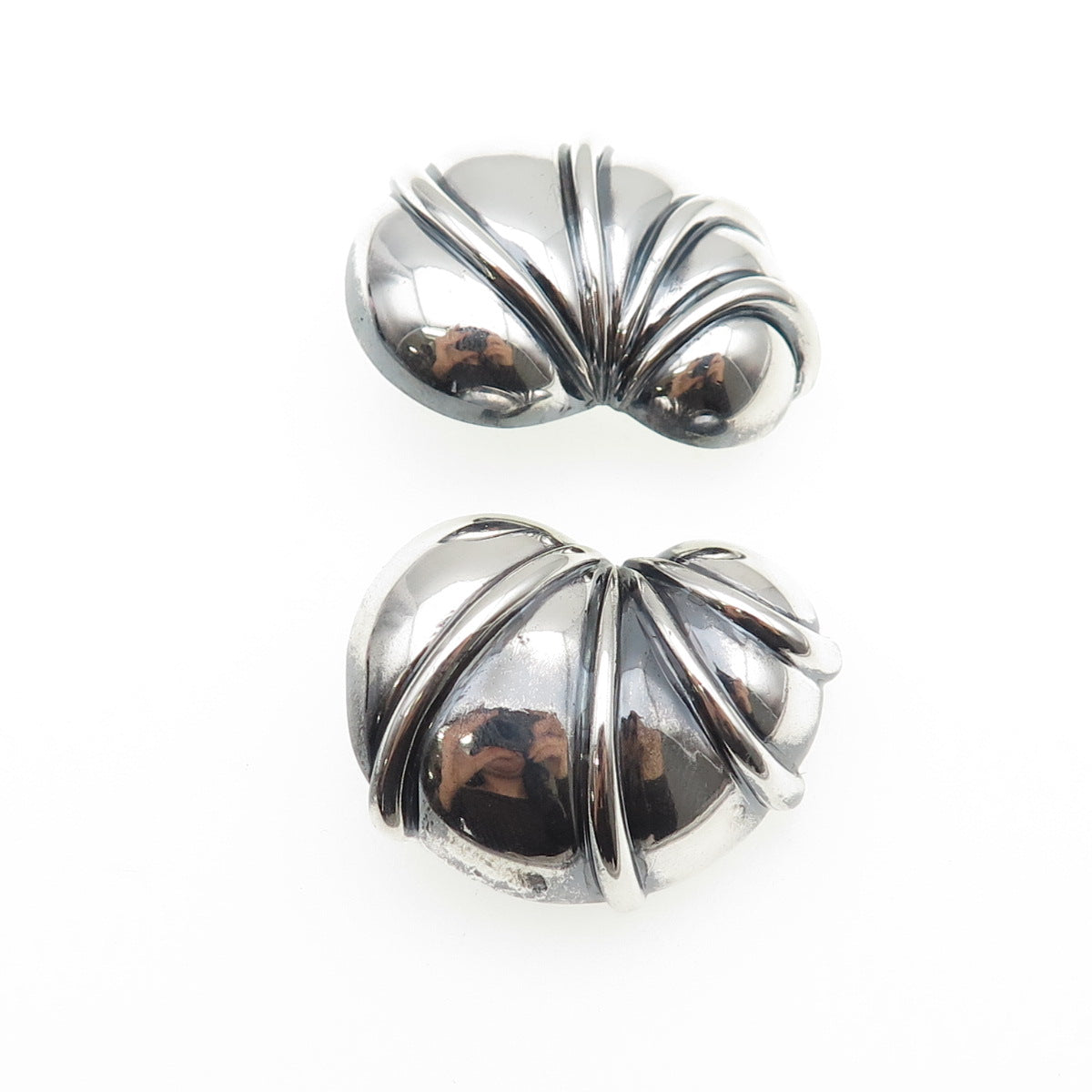 CHARLES KRYPELL 925 Sterling Silver Vintage Modernist Oxidized Clip On Earrings