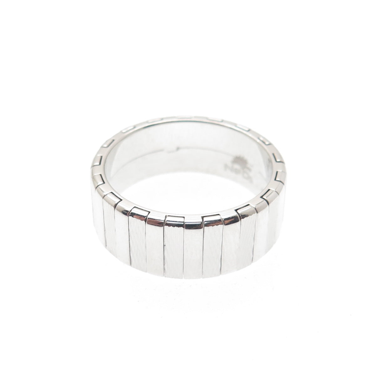 NEOS 925 Sterling Silver Textured Ribbed Band Ring Size 8.75