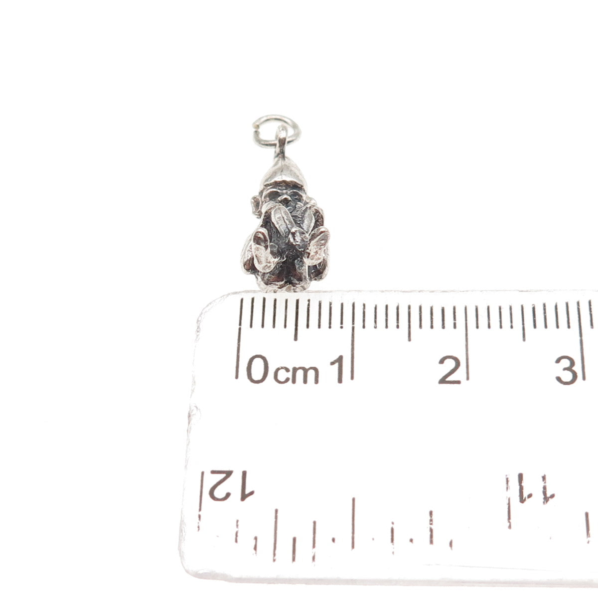 925 Sterling Silver Vintage Pixie Oxidized 3D Mini Charm Pendant