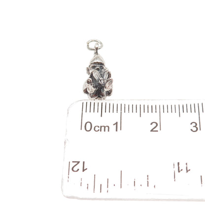 925 Sterling Silver Vintage Pixie Oxidized 3D Mini Charm Pendant