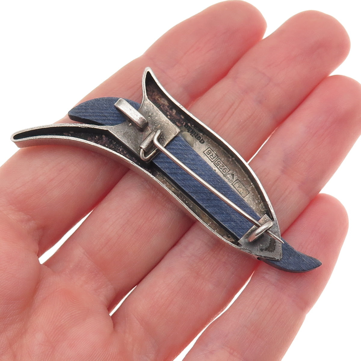 Aarikka Sterling Silver Vintage 1994 Finland Wood Flower Pin Brooch / Pendant