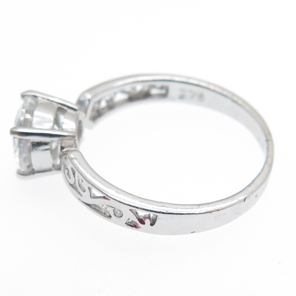 CHAPAL ZENRAY 925 Sterling Silver Round-Cut C Z Engagement Ring Size 7