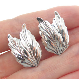 DANECRAFT 925 Sterling Silver Antique Art Deco Floral Leaf Screw Back Earrings