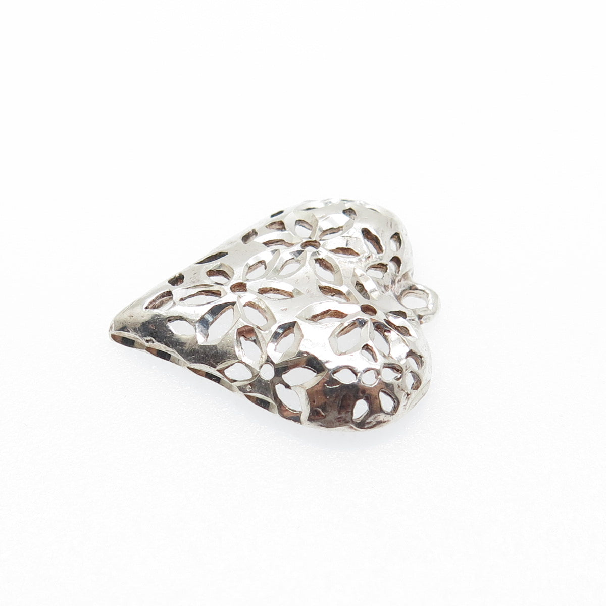 CHAPAL ZENRAY 925 Sterling Silver Vintage Flower Heart Charm Pendant