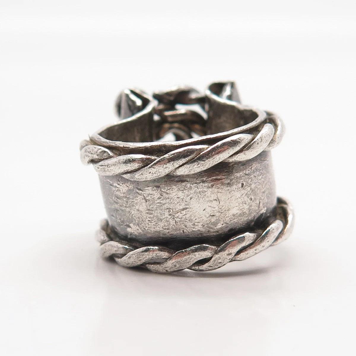 925 Sterling Silver Vintage Twisted Modernist Ring Size 8