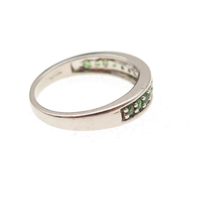 Monica Jain 925 Sterling Silver Vintage Real Round-Cut Peridot Band Ring Size 7