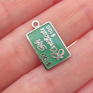 BEAU 925 Sterling Silver Vintage Enamel 100 Gift Certificate Mini Charm Pendant