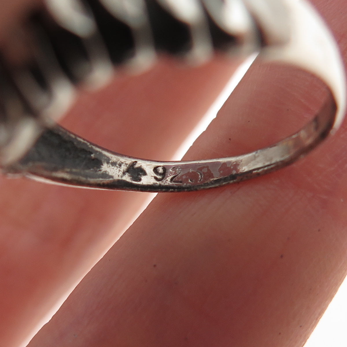 Lisa Lee Creations 925 Sterling Silver Vintage Modernist Oxidized Ring Size 7.25