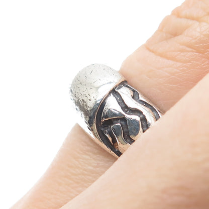 925 Sterling Silver Vintage Modernist Oxidized Ring Size 6.25