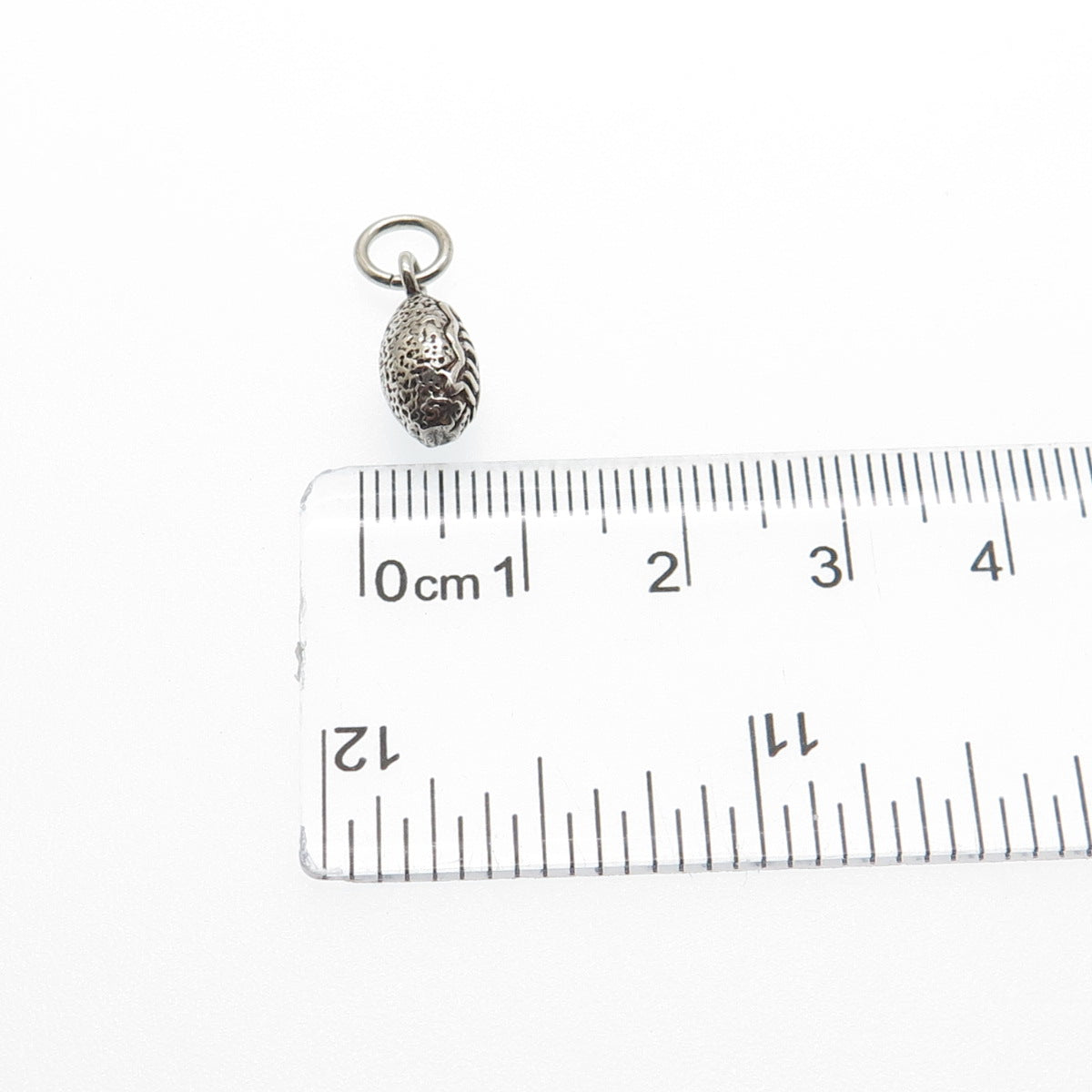 925 Sterling Silver Vintage Football Ball Oxidized Minimalist Charm Pendant