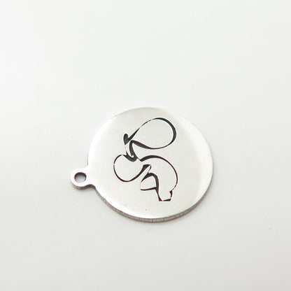 925 Sterling Silver USA Two In Town Stork Charm Pendant
