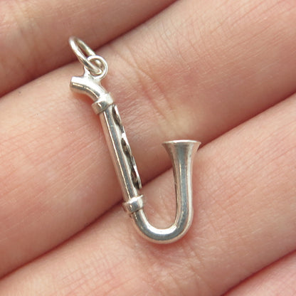 925 Sterling Silver Vintage Saxophone Musical Instrument Charm Pendant