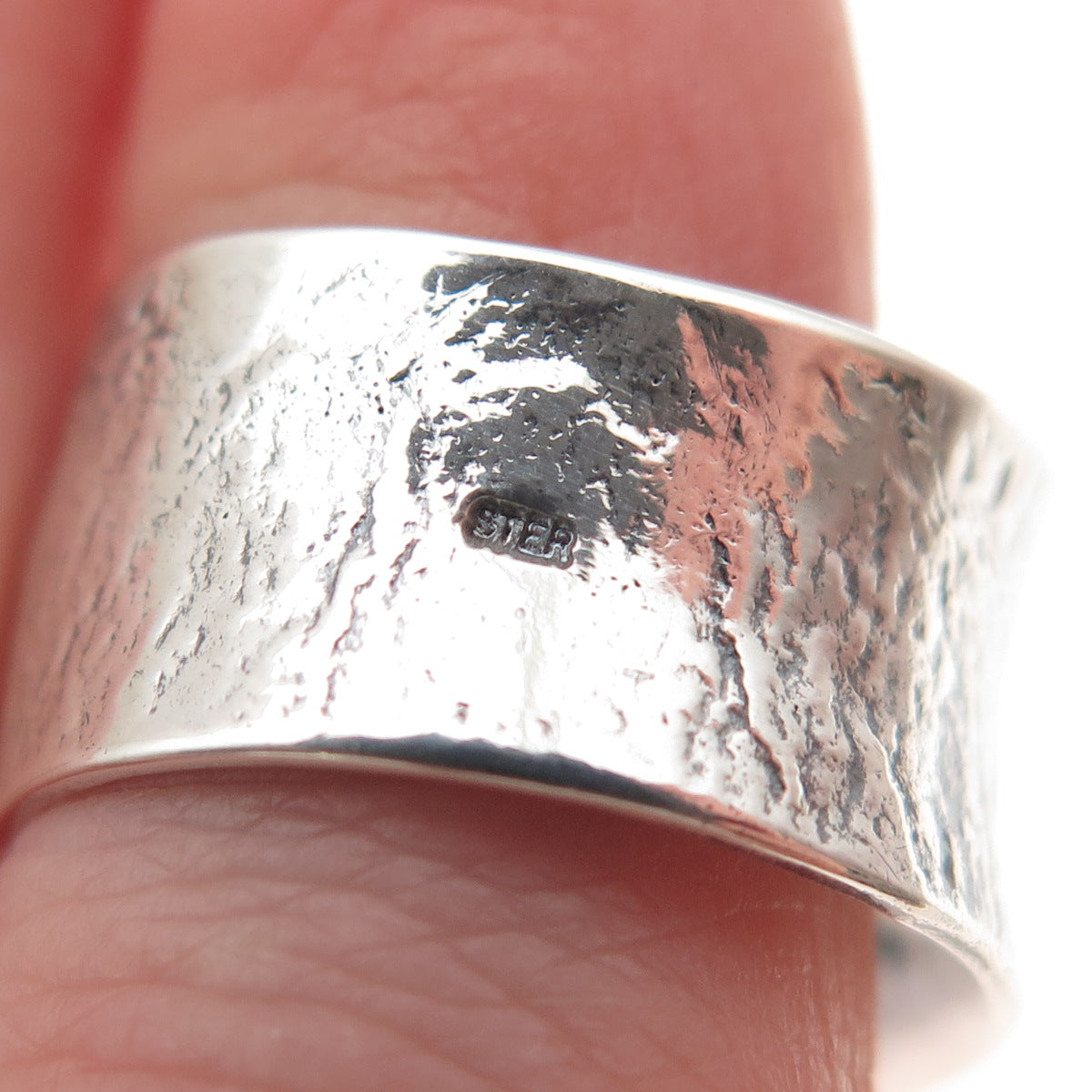 925 Sterling Silver Vintage Real Fire Opal Modernist Adjustable Ring Size 7.5