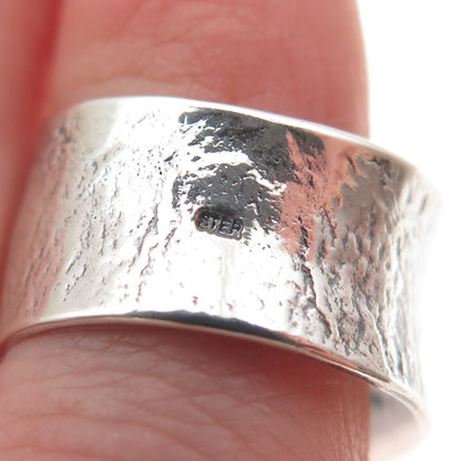 925 Sterling Silver Vintage Real Fire Opal Modernist Adjustable Ring Size 7.5