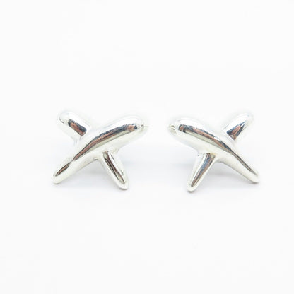 925 Sterling Silver Vintage Crossover Stud Earrings