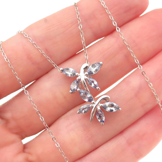Chuck Clemency 925 Sterling Real Tanzanite Butterfly Cable Chain Necklace 20"