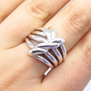 925 Sterling Silver Vintage Striped Ring Size 8.25