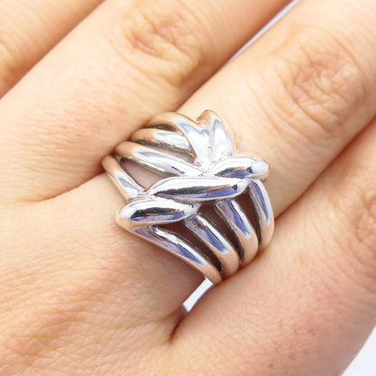 925 Sterling Silver Vintage Striped Ring Size 8.25