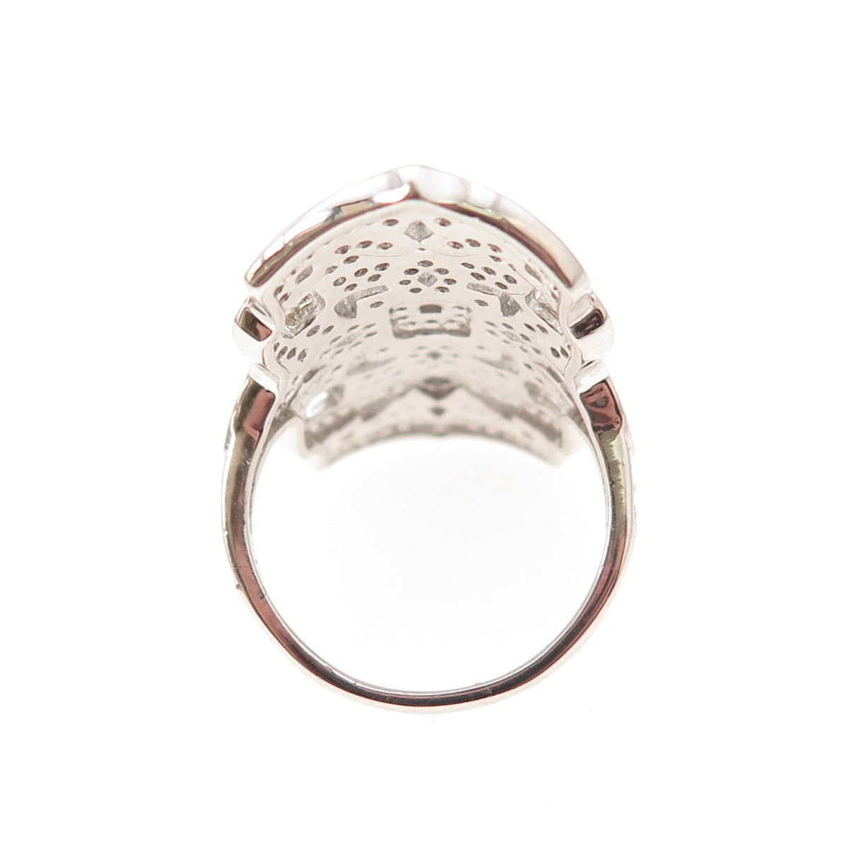 925 Sterling Silver Round-Cut C Z Statement Ring Size 6