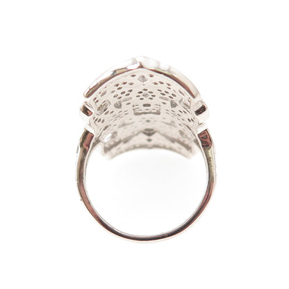 925 Sterling Silver Round-Cut C Z Statement Ring Size 6